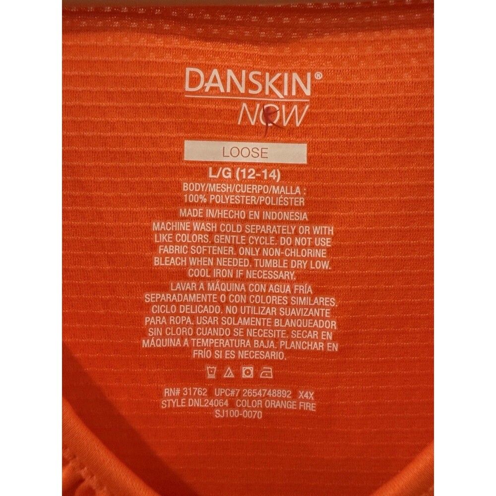 Activewear Danskin Now Women's Sz L Orange Loose Fit Dri More Tank Top - Picture 2 of 7